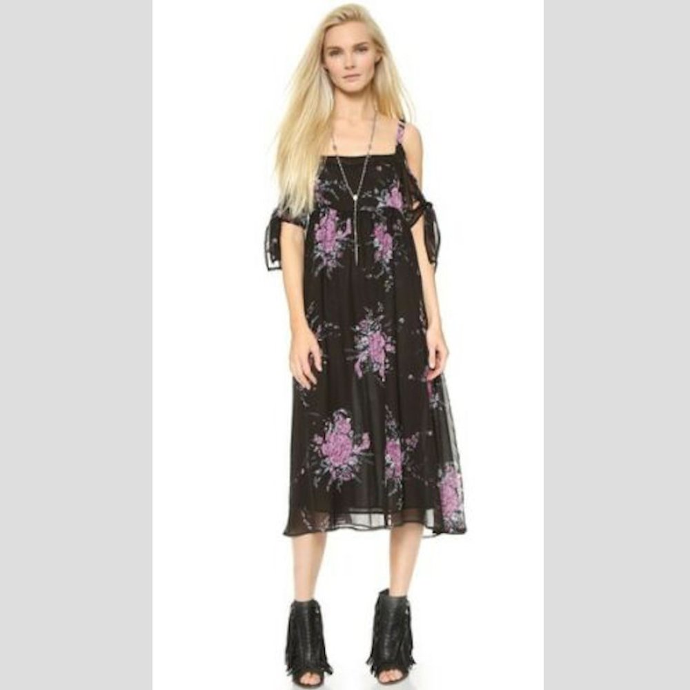 FREE PEOPLE Tied To You Floral Dress in Black - XS